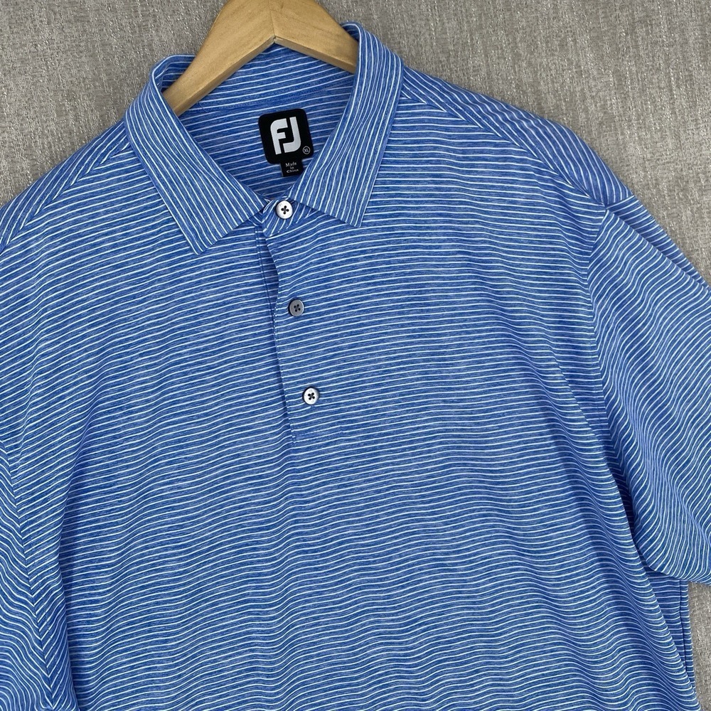 FootJoy ProDry Performance Golf Polo Mens XL Blue White Striped Stretch Lot of 2